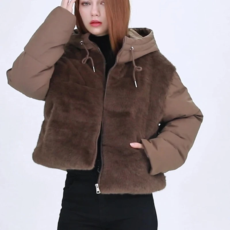 2025 nouvelle veste d'hiver pour femmes à la mode à capuche épaissi chaud coton manteaux couleur unie Simple classique vêtements d'extérieur pour femme