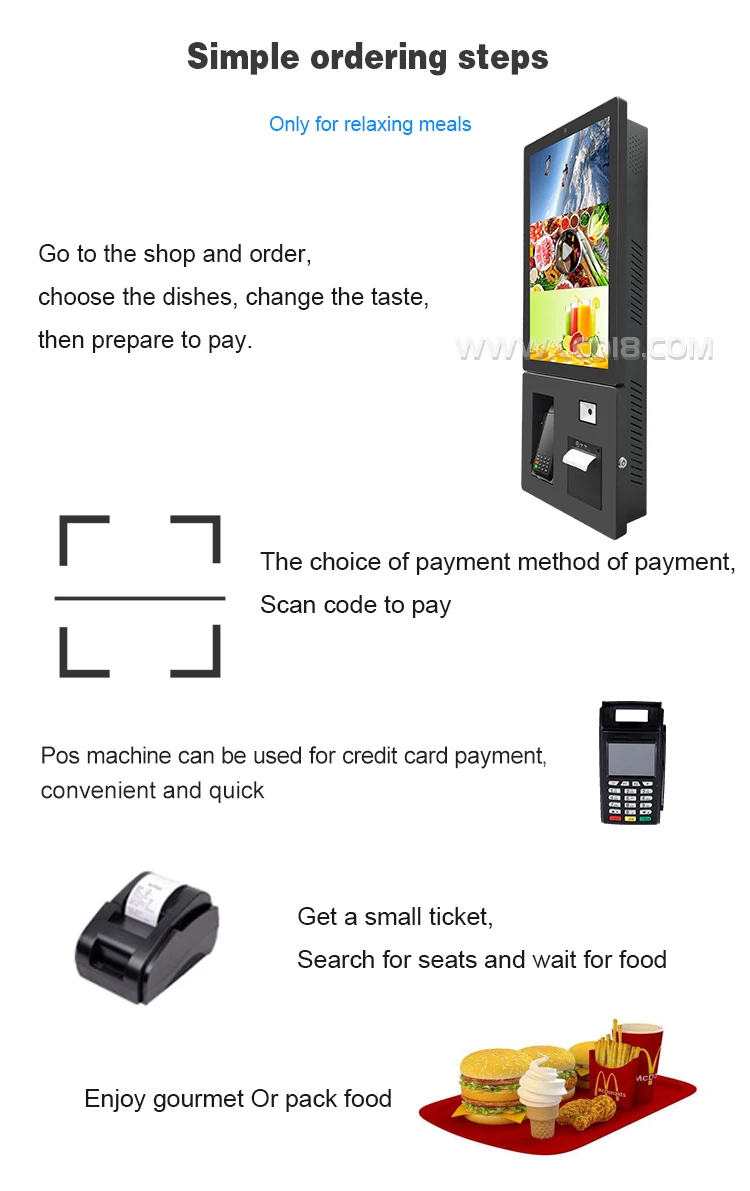 

Service Payment Terminal Kiosk Wall Mount Separate Type Self Kiosk for Hospitality 24 Inch Newest Design Super Slim Self