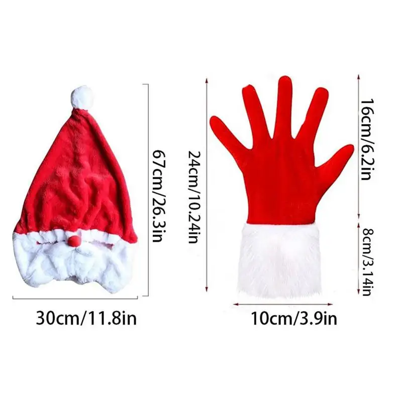 Gorro de motocicleta de felpa, gorro divertido de Papá Noel con guantes de Navidad, cubierta decorativa para casco, sombrero de Papá Noel