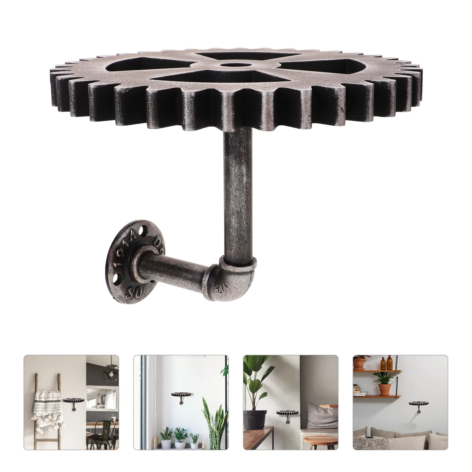 

Wall Hanging Floating Wall Shelf For Living Room Bedroom Kitchen Bathroom Storage Rack Industrial Bracket Gear Shaped