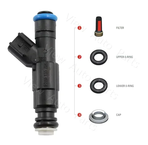 

10 комплектов для Jeep Wrangler Grand Cherokee 0280155784, ремонтный комплект топливной форсунки, пластиковый колпачок, резиновые орнаменты, микрофильтр VD-RK-0112