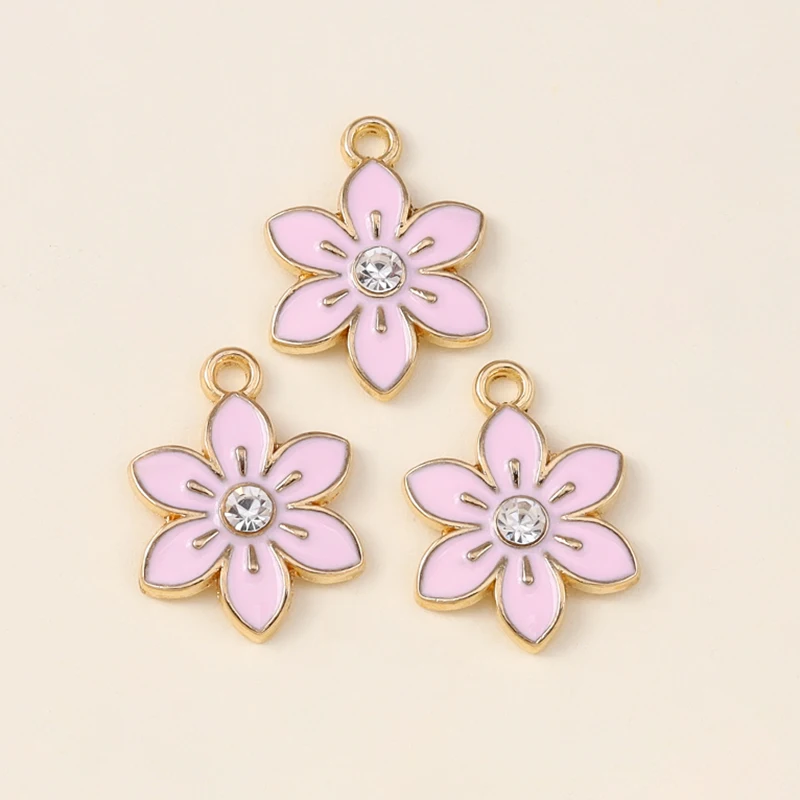 Duarte 20 Teile/los Nette Rosa Farbe Emaille Blume Charms Anhänger für Schmuck Machen DIY Ohrringe Halsketten Armbänder Zubehör – Detail 24