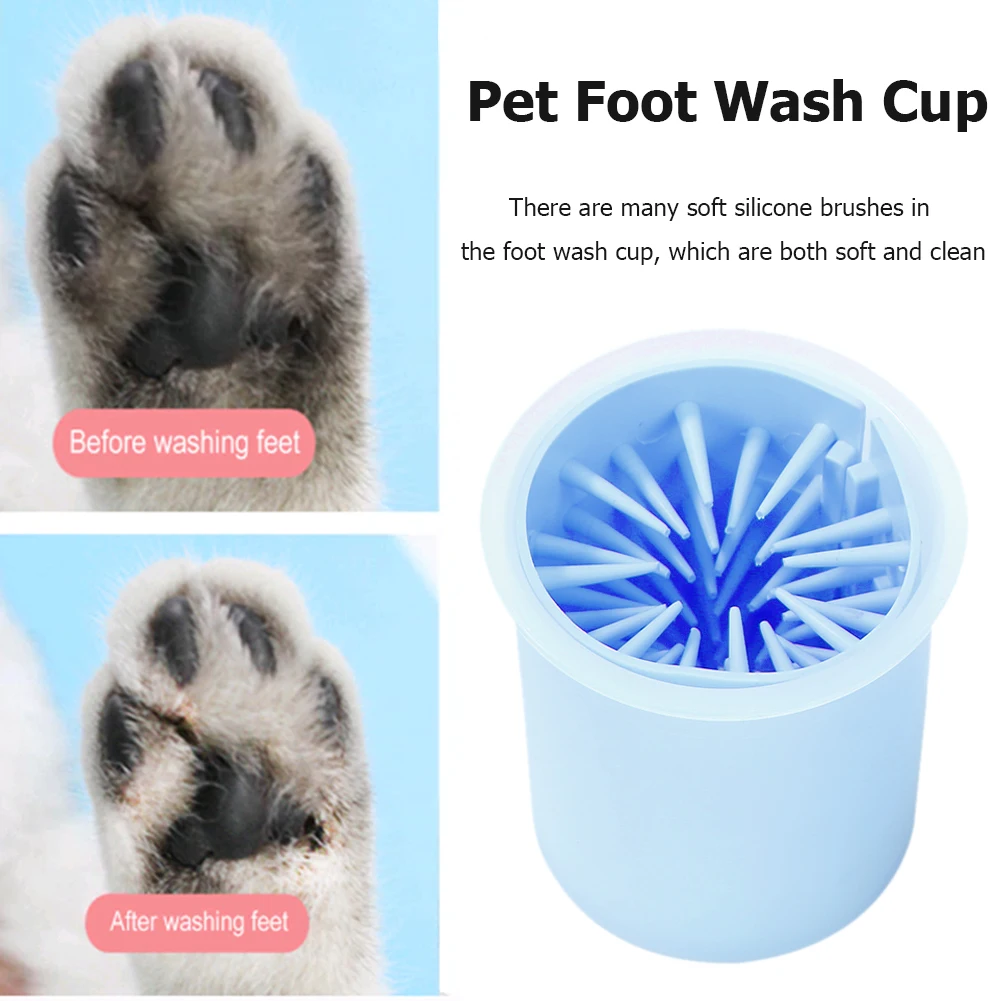 Portable Dog Cat Dirty Paw Cleaner Cup Pet Puppy Kitten Soft Feet Washer Bucket