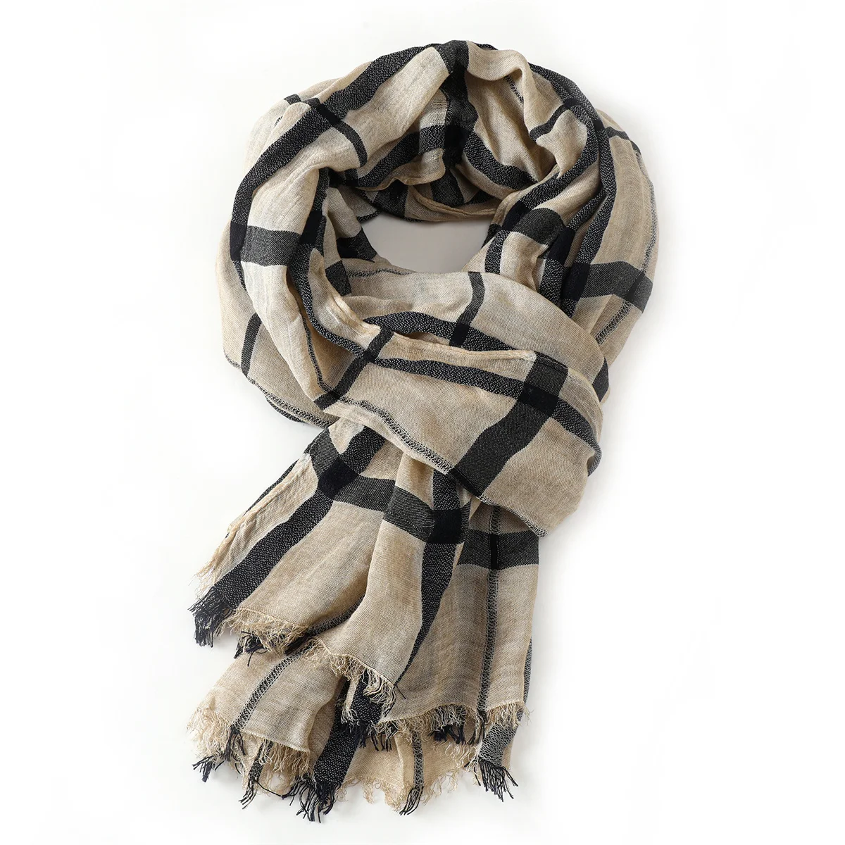 Mode Plaid Baumwolle Leinen Männer Schals Herbst Winter Warme männer Schal Kurze Quaste Bufanda Männlichen Zubehör Pashmina Schal – Detail 15