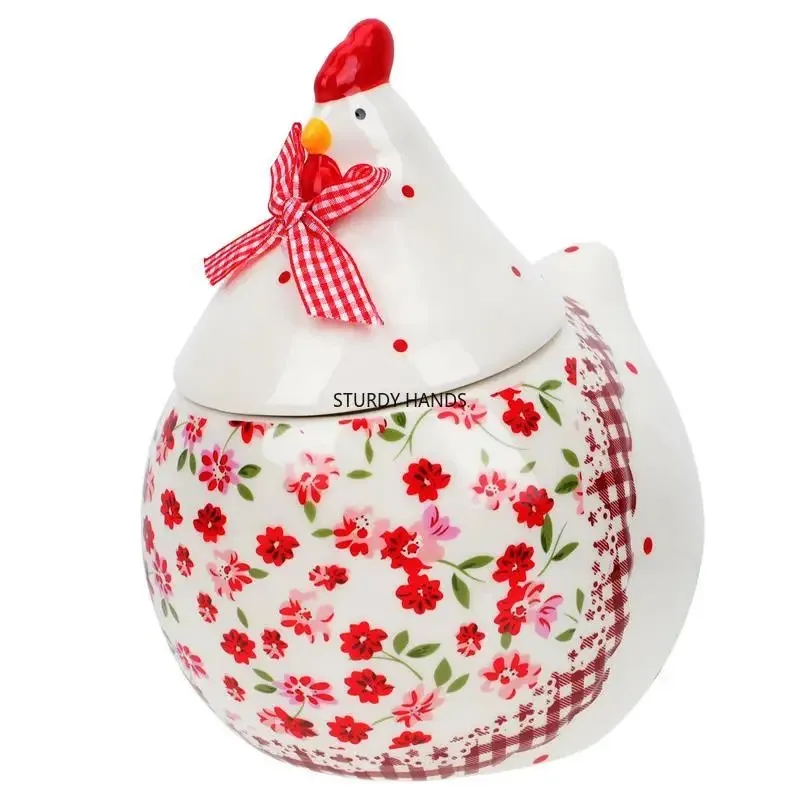 1 Ceramic Biscuit Storage Jar Easter Covered Mother Chicken Shaped Container Coffee Beans Grain Biscuit Storage Jar view 3