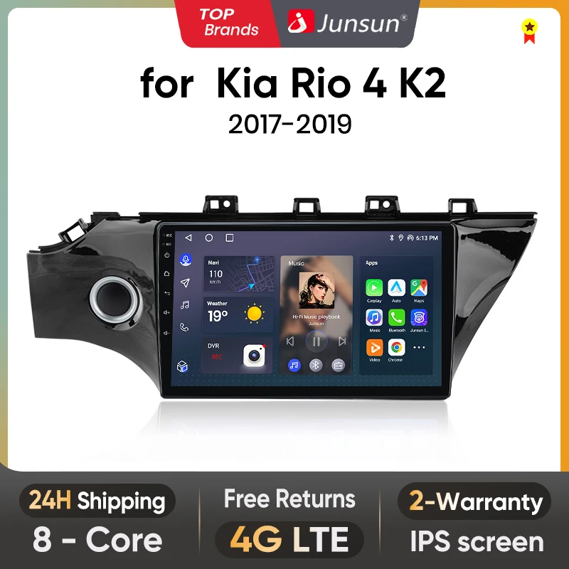 

Junsun V1 AI Voice Wireless CarPlay Android Auto Radio for Kia Rio 4 K2 2017 2018 2019 4G Car Multimedia GPS 2din