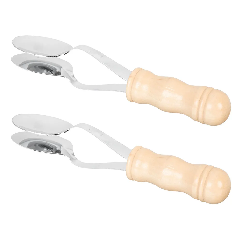 2Pcs Musical Spoons Stainless Steel Percussion Instrument Hand Percussion for Kids Adults Folk Music Lively Rhythm Portable view 3