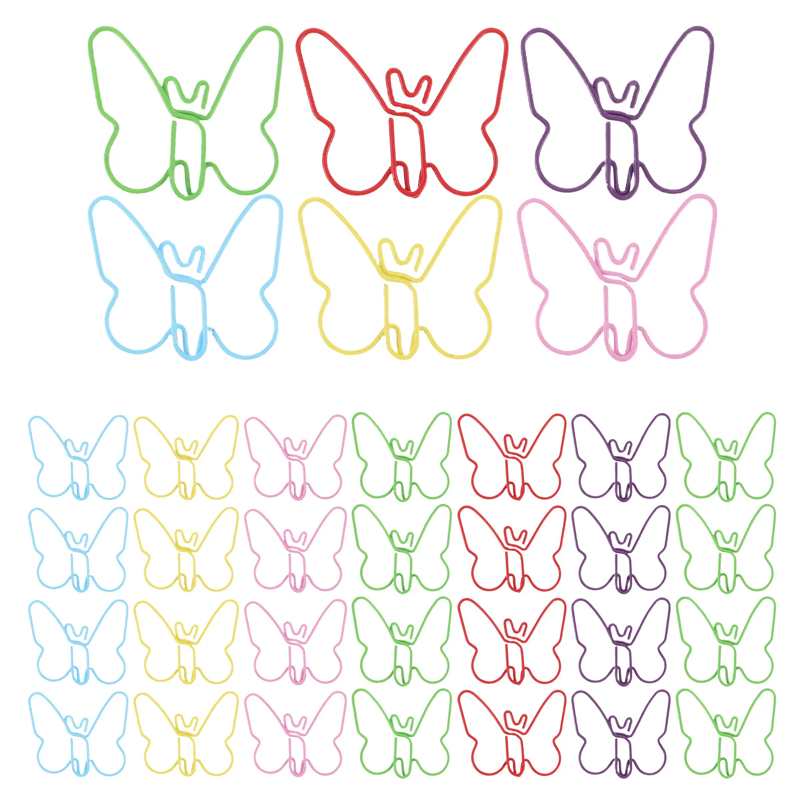 60pcs Creative Colorful Paper Clips Butterfly Shape Metal Multicolor Binder Clips For Office School Stationery File Organization