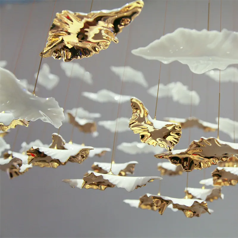 Luxury Metallic Finish ABS Plastic Leaves, 15cm 20cm Electroplated Decorative Hanging Ornaments for Living Room Ceiling Garden