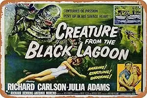 NIUMOWANG Metal Sign - Creature from The Black Lagoon Lobby Card Tin Poster 12 X 8 Inches 1pc