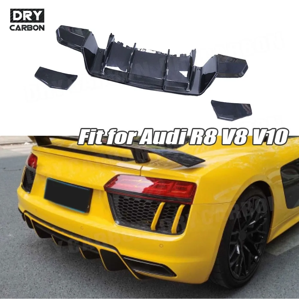 Accesorios para Auto: Difusor de Parachoques Trasero de Fibra de Carbono, Alerón, Divisores, Tuning para Audi R8 V8 V10 2017-2020
