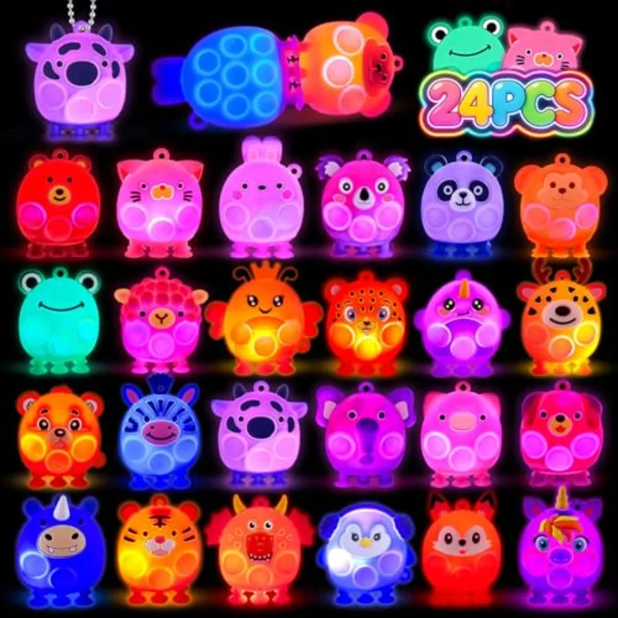 

Party Favors for,24 PCS 3D Fidget Toys, Glow in The Dark Party plies, Goodie Bags Stuffers for,Pinata Stuffers, Suction Toys fo