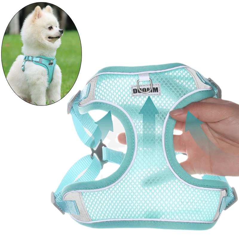 Summer Pet Outdoor Walking Supplies Reflective Breathable Puppy Dog Harness and Leash Set for Small Dogs  Pomeranian Schnauzer