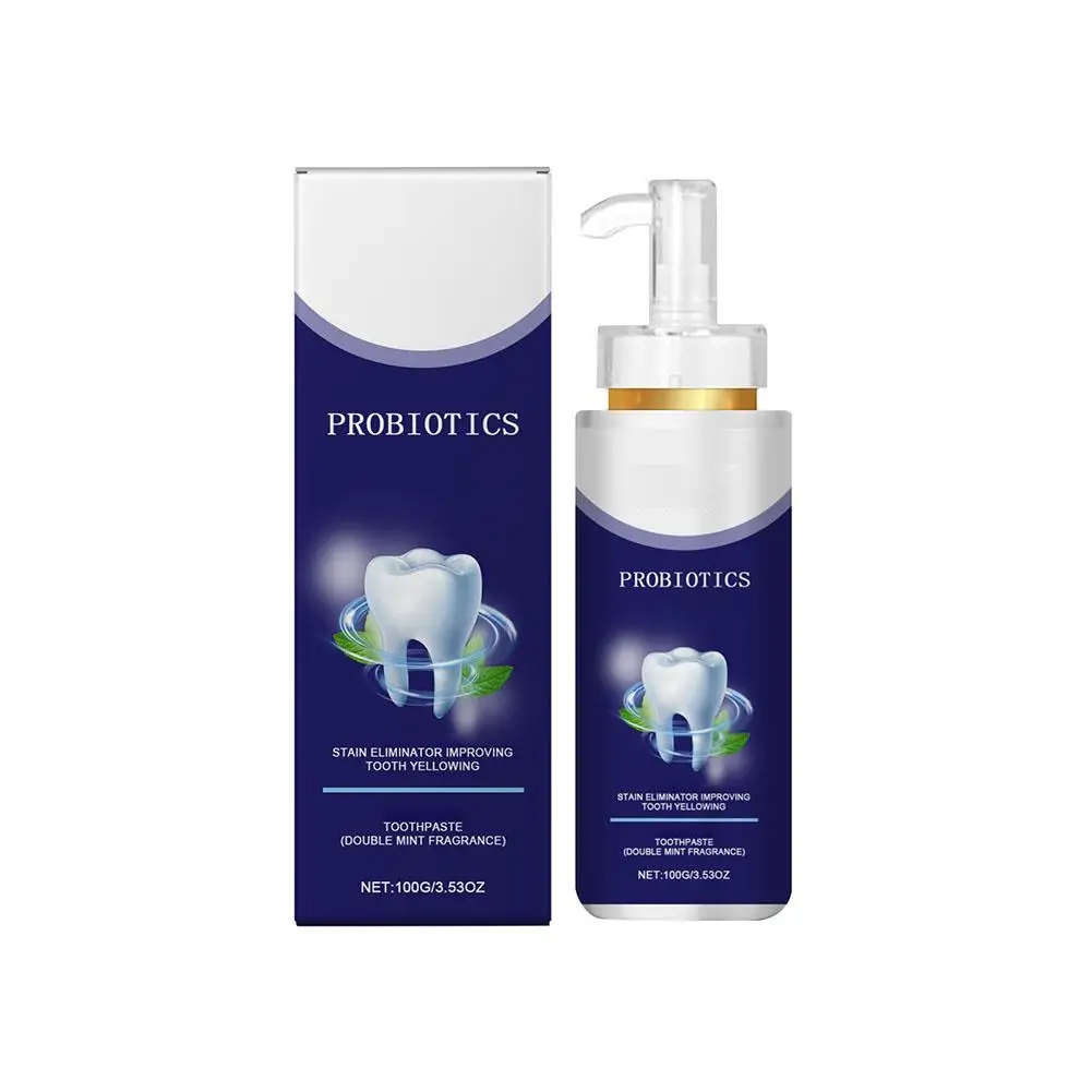 Blanqueamiento nuevo probiótico pasta de dientes exprimir caña de larga duración blanqueamiento limpieza pasta de dientes sabor a menta Dental D0l9