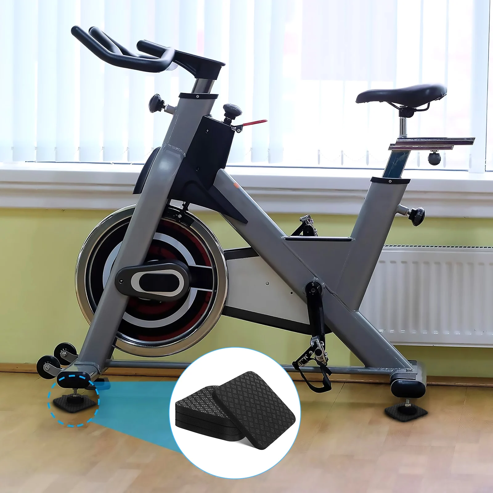 

4Pcs Non-Slip Treadmill Pad for Floor Protection Heavy Duty Anti Vibration Mat for Treadmill on Hardwood Tile Carpet