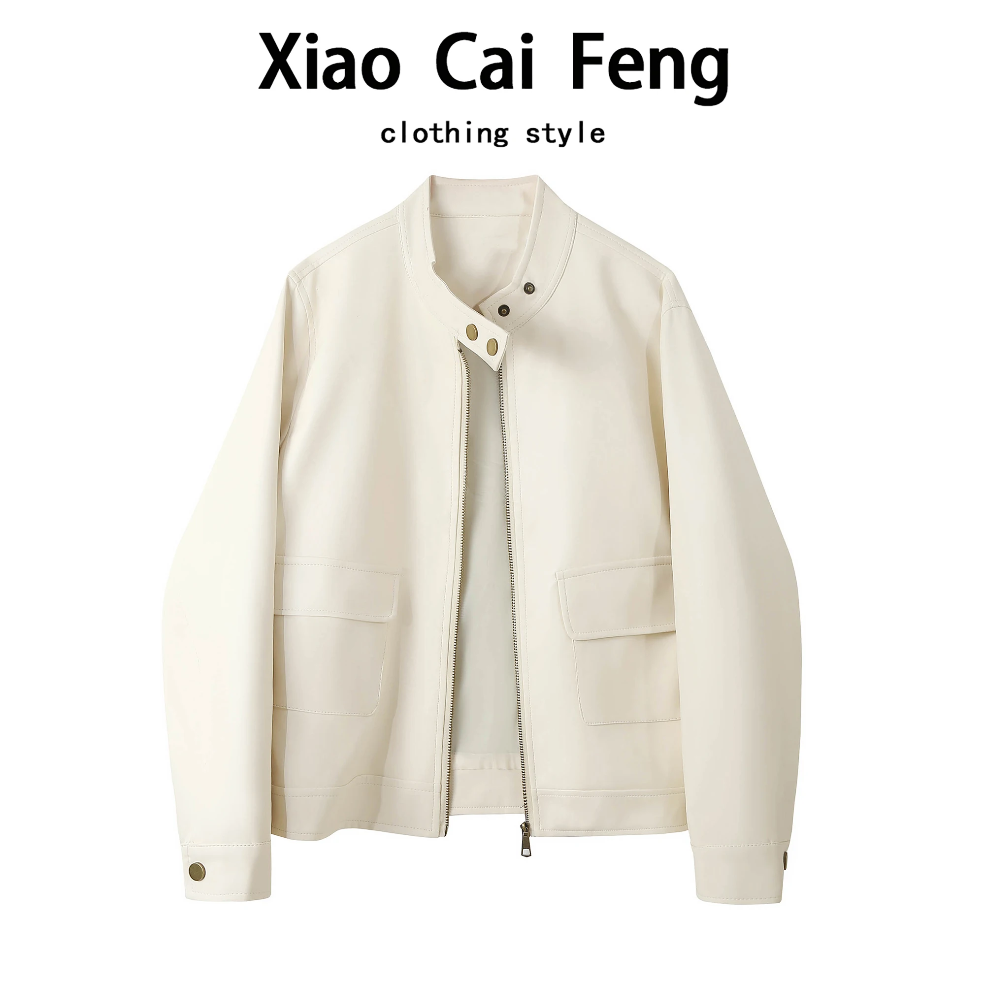 

Sle PU Leather Jaet Women's Casual Biker Coat Stand Collar Long Sve Thiened Autumn Faion Top Dr Qing ...