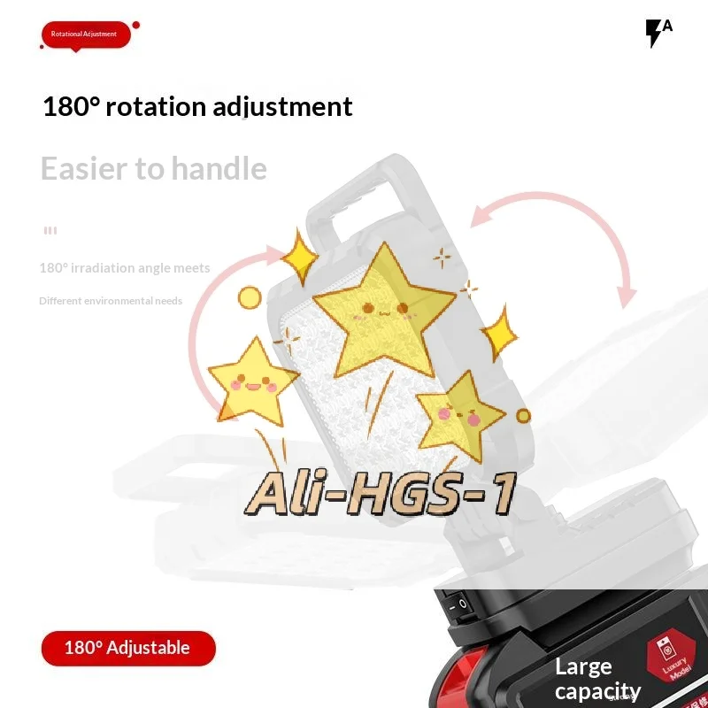 

3/4/5 Inch LED Work Light - Dual USB & Handle, Portable Task Light for 18V Lithium-ion Tools