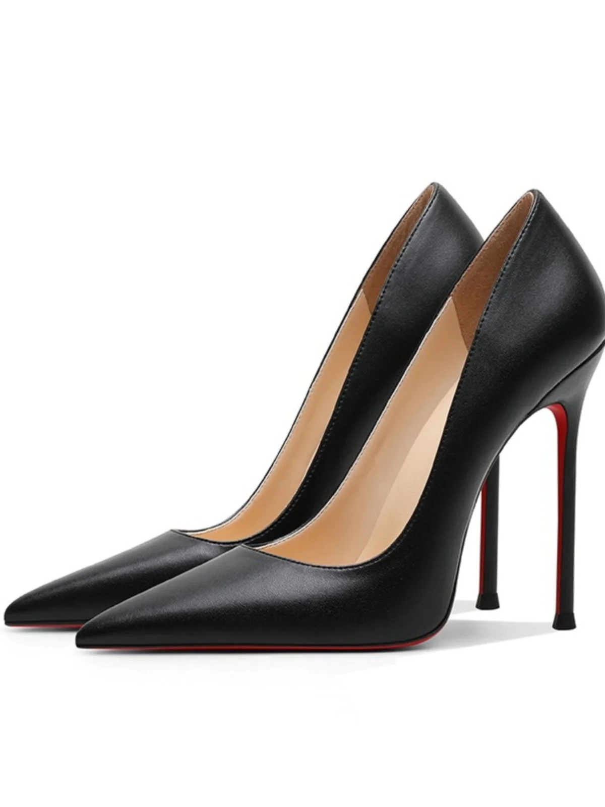 Black high heels slim heels sexy new style patent leather, comfortable and versatile, pointed professional red sole single shoes