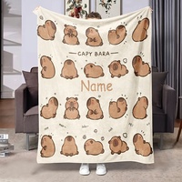 1 personalized capybara plush fleece blanket, a comfortable all-season cover blanket suitable for bed sofa travel and nap time