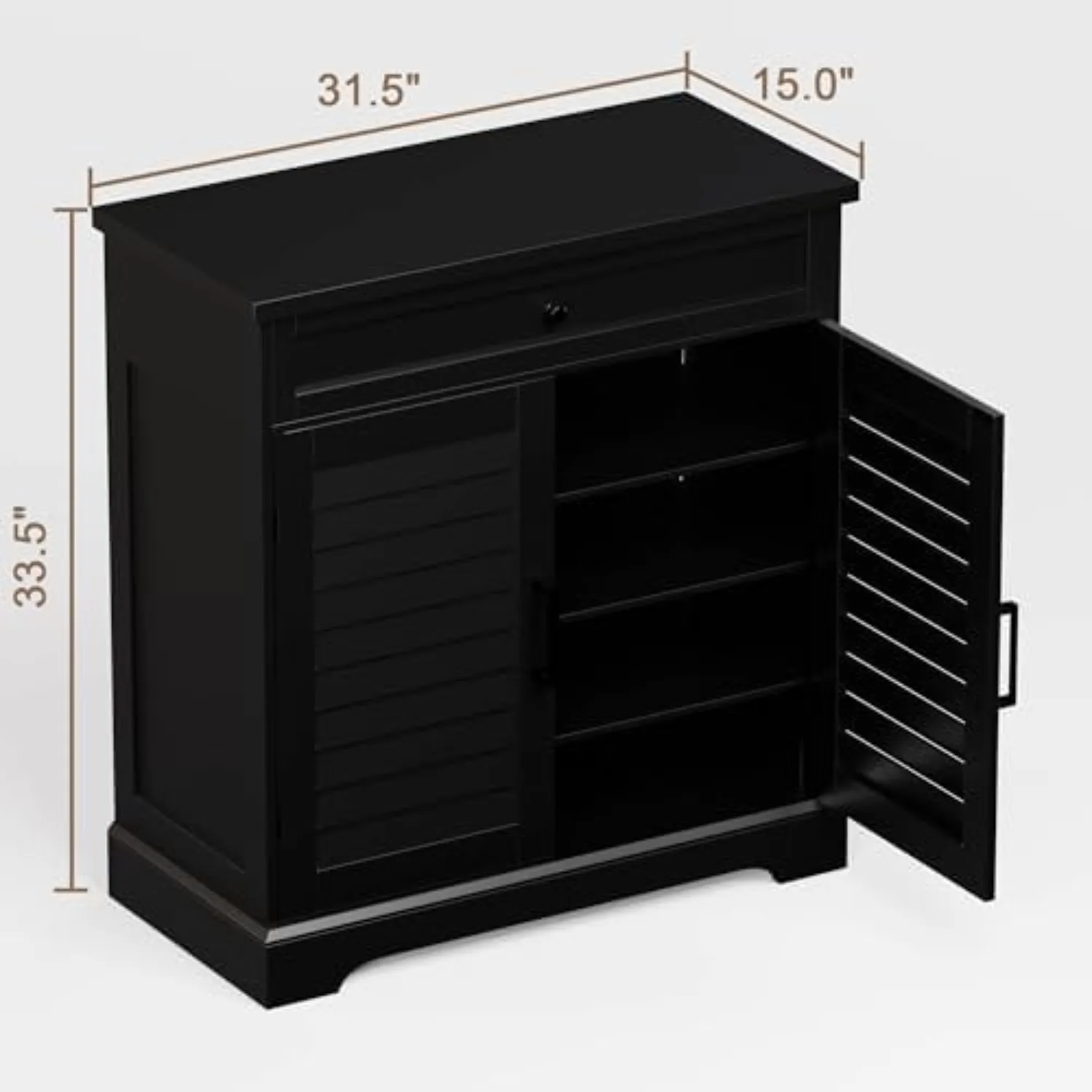 Farmhouse Shoe Cabinet with 2 Doors and 4-Tier | Shoe Storage Cabinet with Drawer and Shelves, Wooden Shoe Rack