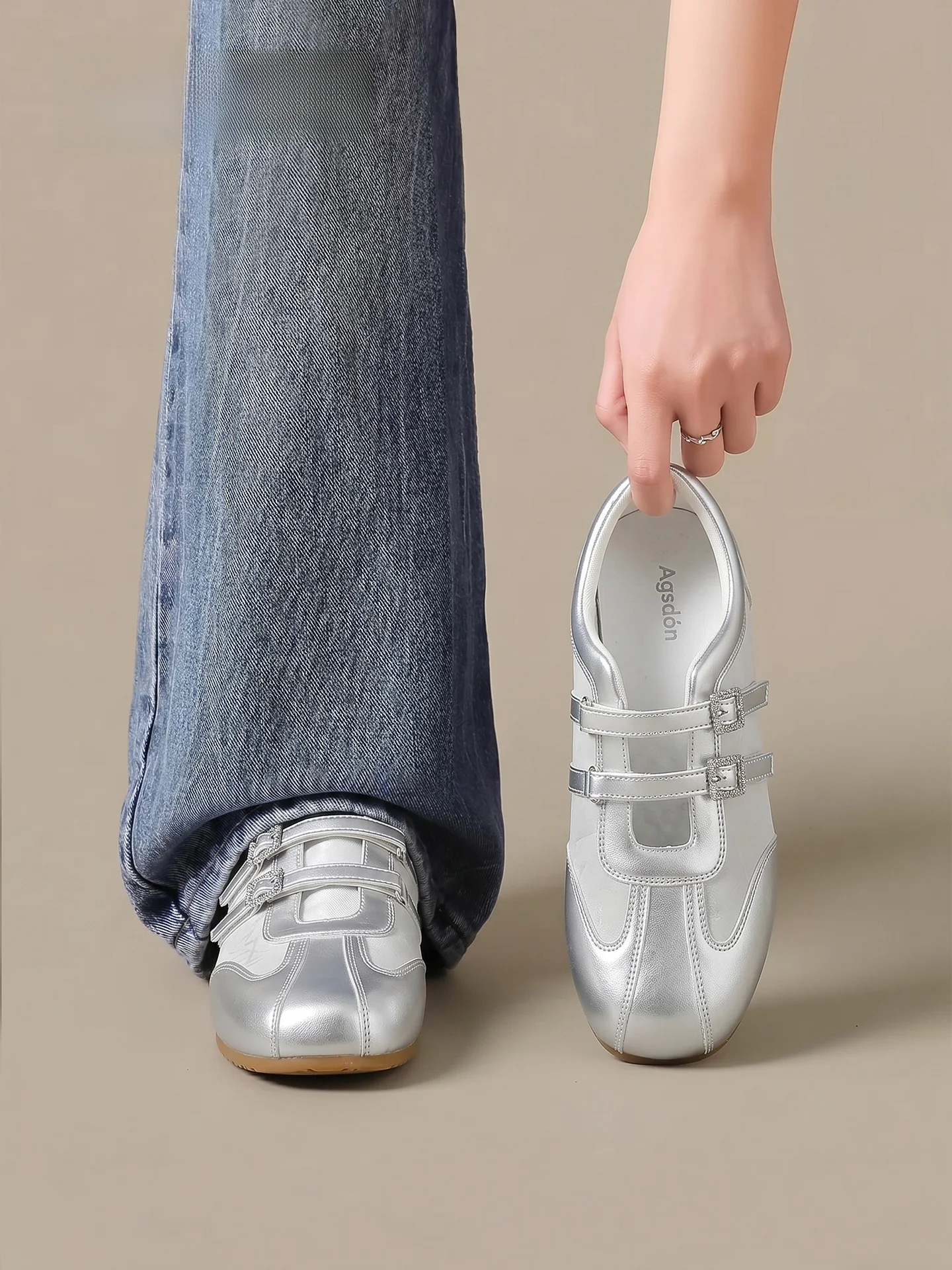 Agsdon Mary Janes Sport Shoes Women's 2026 New Summer Ballet Training Soft Bottom Casual Sandals Breathable Low Cut Flat
