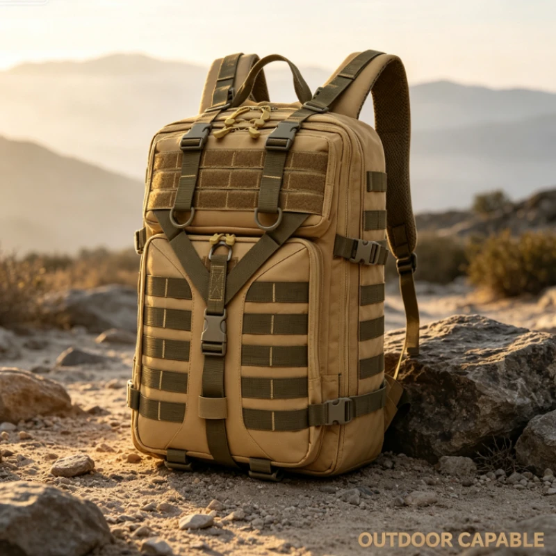 For Men Outdoor Hiking Commuting Travel with Webbing Multiple Zipper Pockets Adjustable Shoulder Straps