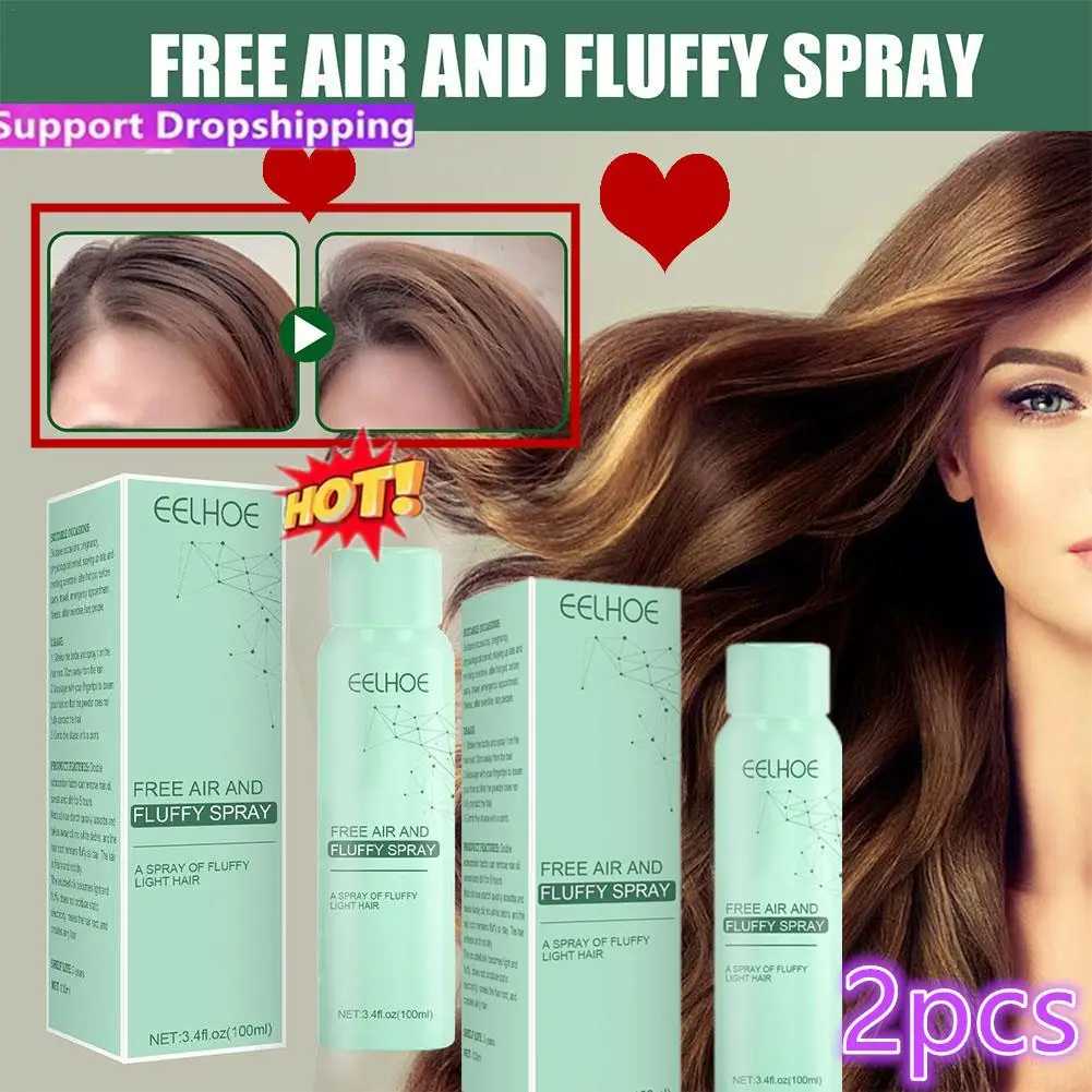 2pcs 100ml Fluffy Spray Oil Hair Greasy Care Remove No-wash Hair Fluffy Spray Dry Shampoo Hair Volume Mattifying Spraying