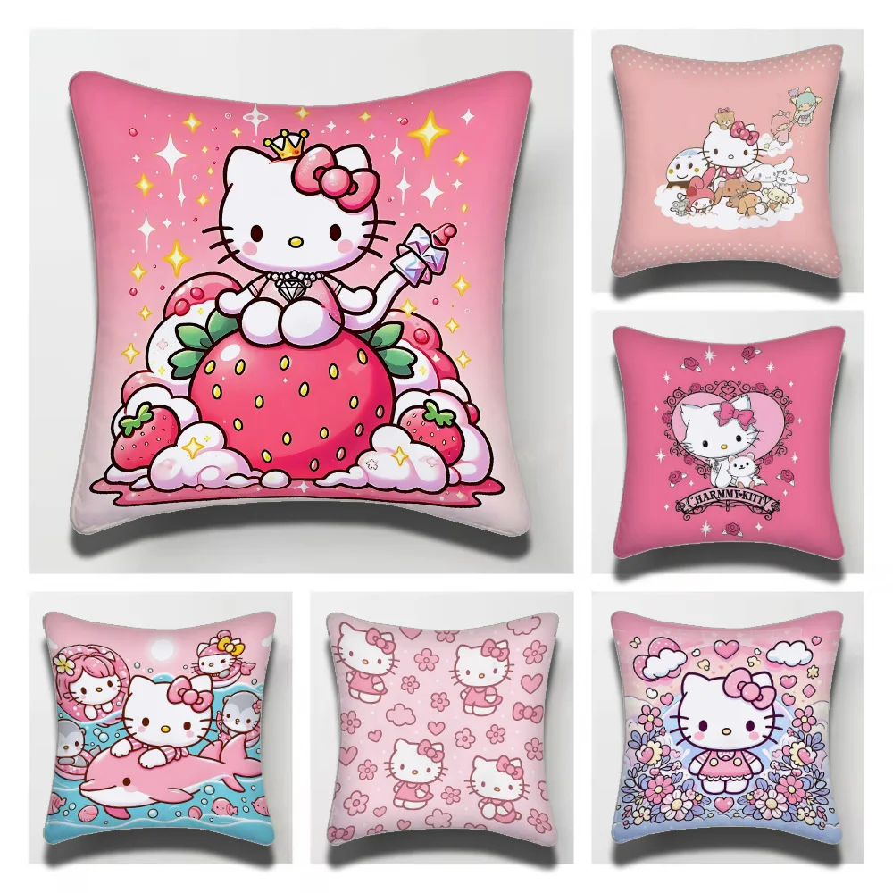 Sanrio HELLO kitty Pillow Covers Cartoon Sofa Decorative Home Double-sided Printing Short Plush Cushion Cover Christmas gifts