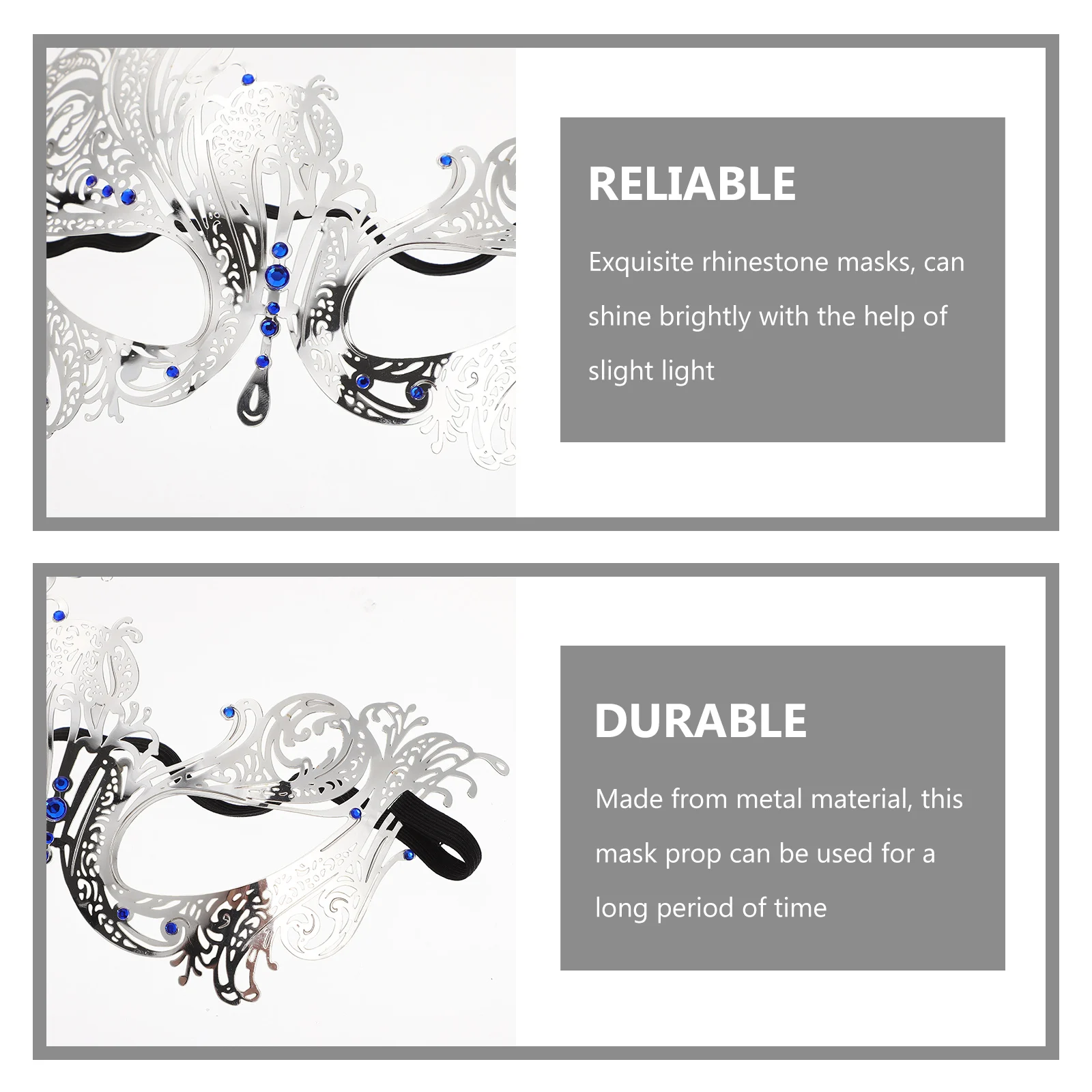 

2Pcs Metal Masquerade Masks Delicate Party Mask Props Portable Halloween Festival Accessories Mask Prop Festival Supply