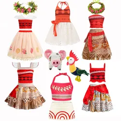 Halloween Moana Halter Dress for Girl Cosplay Moana Princess Costume Hawaii Toddler Vaiana Cute Sundress Two Piece Costume Set