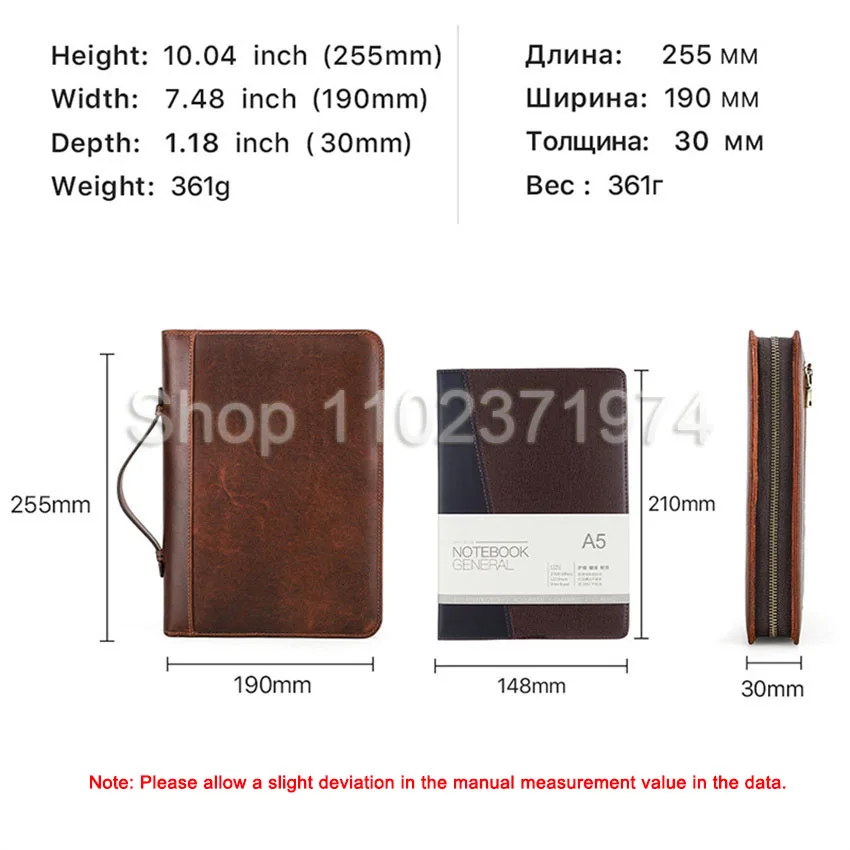 Retro Leather Zipper Clutch A5 Book Cover Journal Office Diary Travel Notebook Cover Case Protector Sleeve for School office