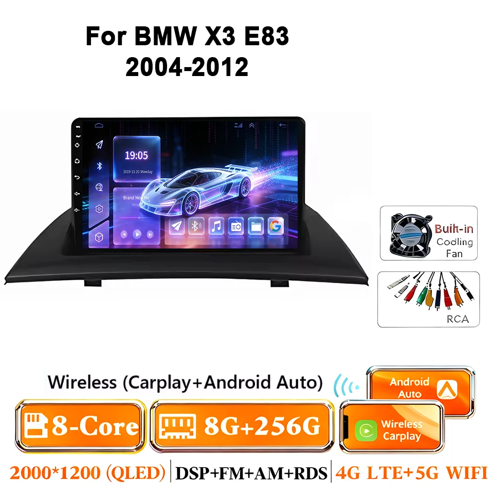 Android 17 autoradio voor BMW X3 E83 2004-2012 multimediaspeler GPS draadloze Carplay navigatiescherm monitor head unit stereo