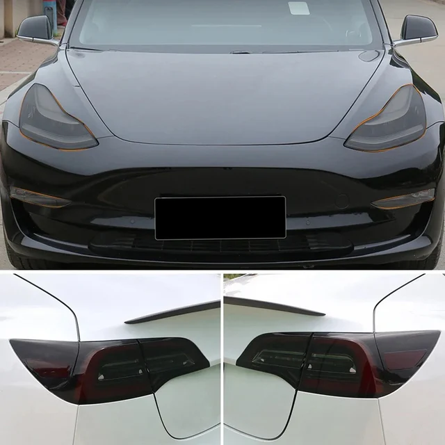 Dla Tesla Model 3 Y 2017-2023 TPU Blackened Headlight Taillight Foglight Protective Film Modification Black Color Changing Films
