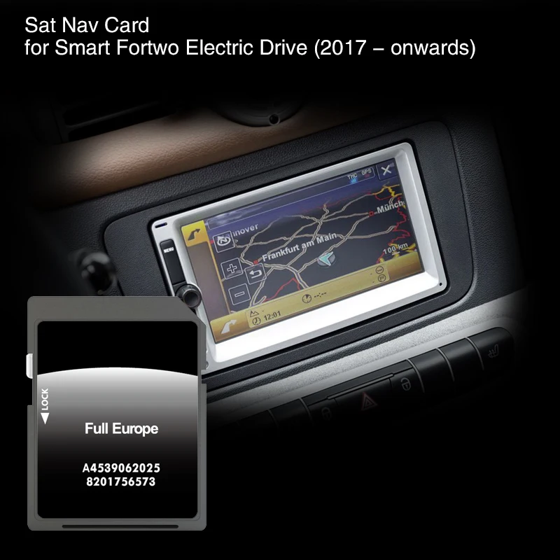 

Карта навигации 16 ГБ (версия 2025) для Smart Fortwo Electric Drive (с 2017 г.) с покрытием Швеции, Швейцарии, Чехии