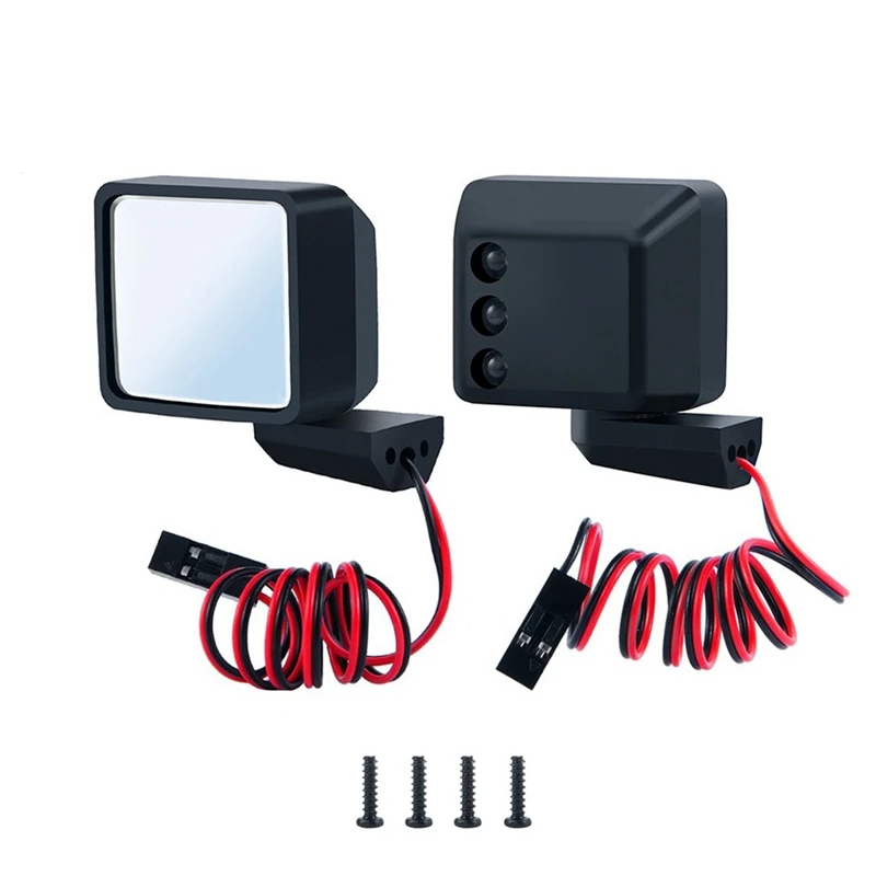 RC Car Rearview Lens Mirror With LED Lights For Axial SCX6 1/6 RC Crawler Car Simulated Decorations Parts