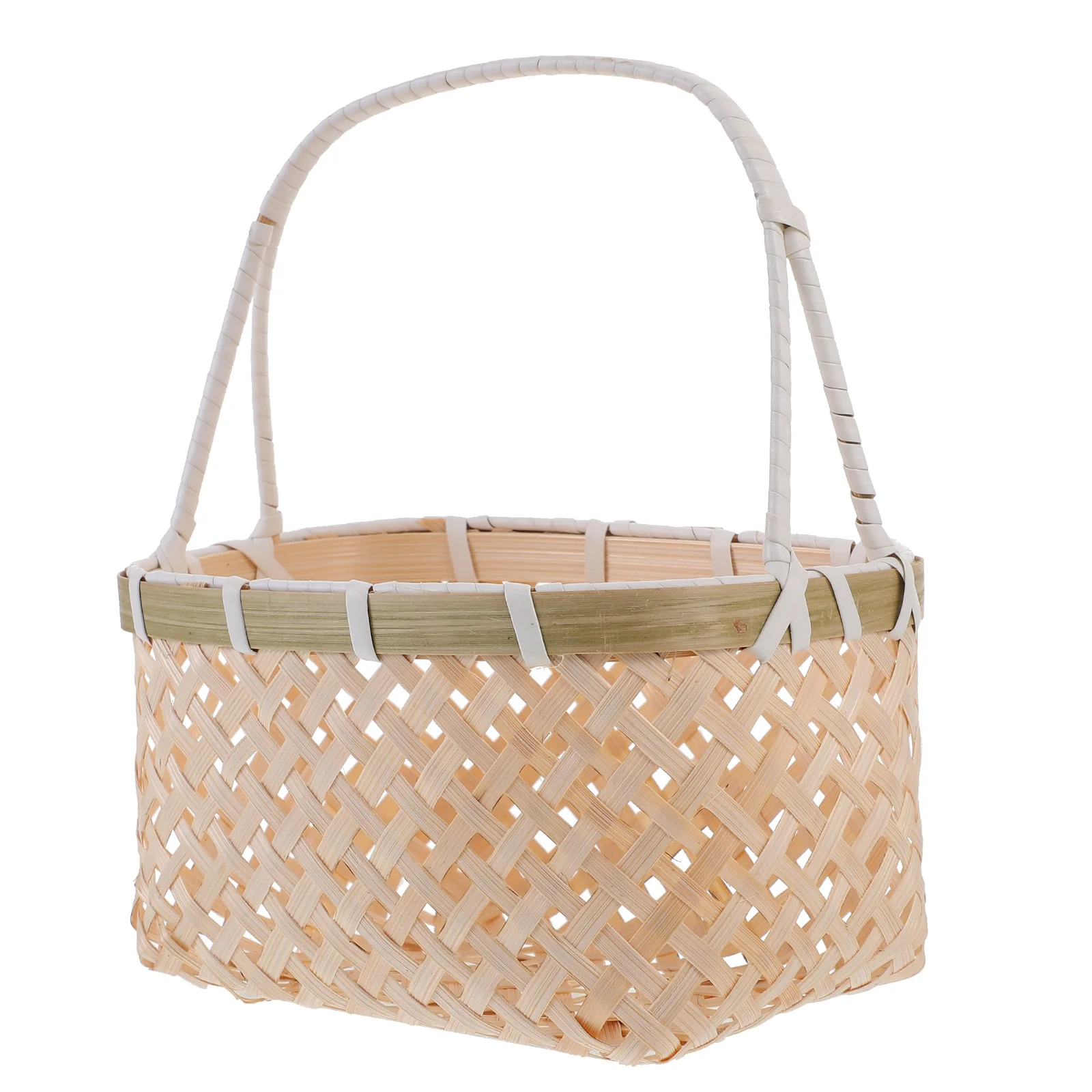 

Bamboo Storage Basket Hand Woven Portable Fruit Bread Snack Sundries Organizer Picnic Gift Dessert Vegetable Holder