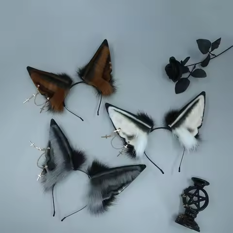 Halloween Women Animal Wolf Ears Headdress Plush Hairband Furry Lolita Headband Anime for Christmas Cosplay Accessories New
