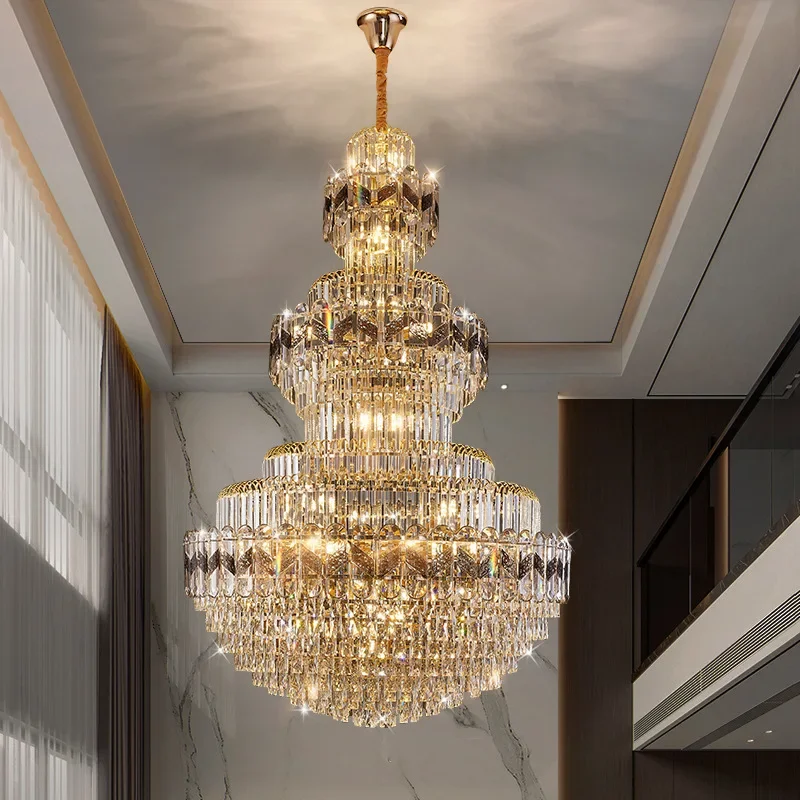 Duplex living room chandelier villa chandeliers  lamparas  люстры хрустальные  envios rapidos y gratis