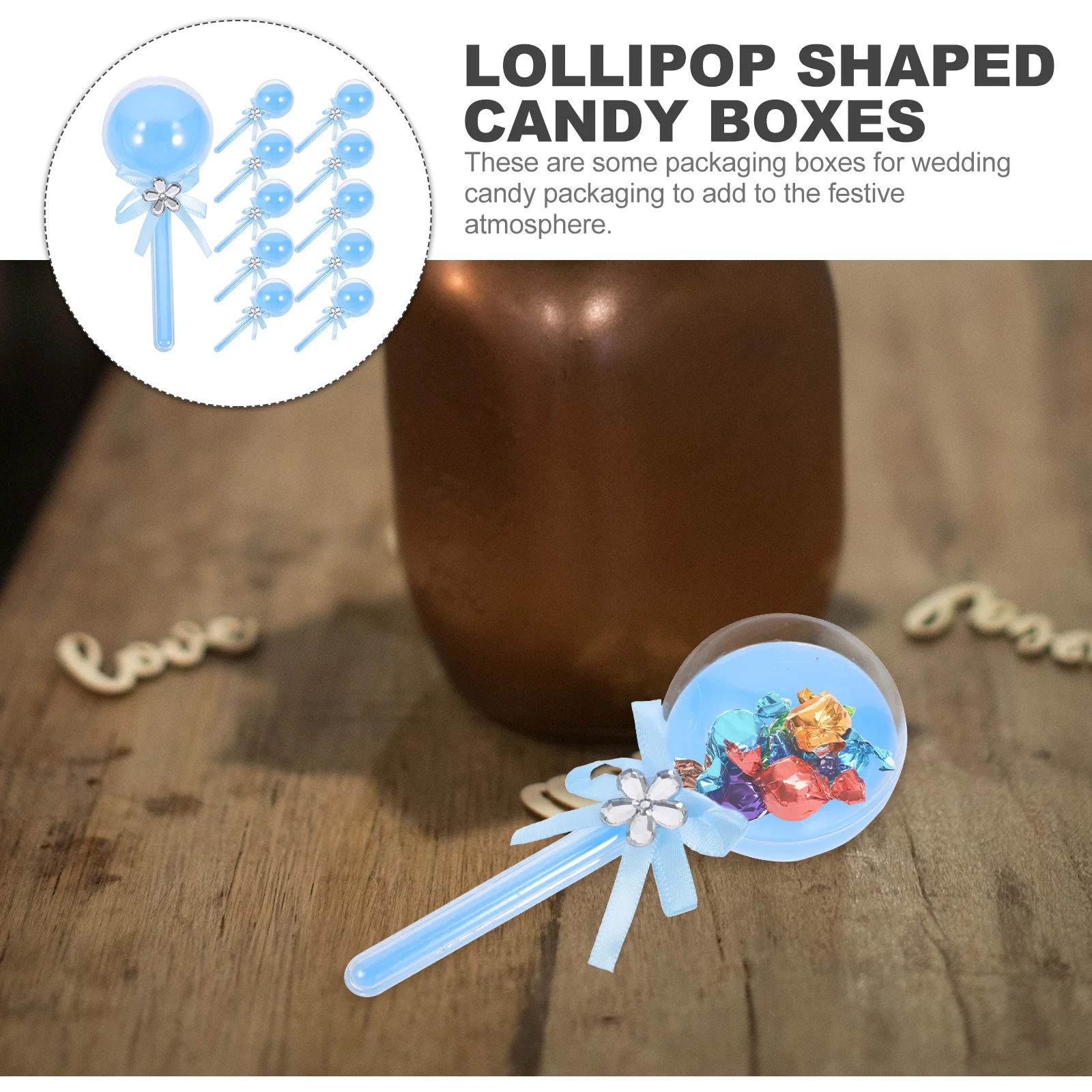 

12 Pcs Blue Candy Shower Favor Boxes Showers Favors Fillable Lollipops for Container