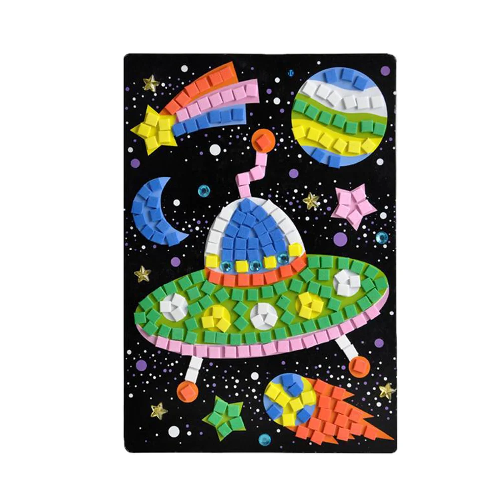 6 uds pegatinas de mosaico 3D Diy calcomanías de cristal de dibujos animados artesanía educativa rompecabezas para niños suministros de juego de coordinación mano-ojo