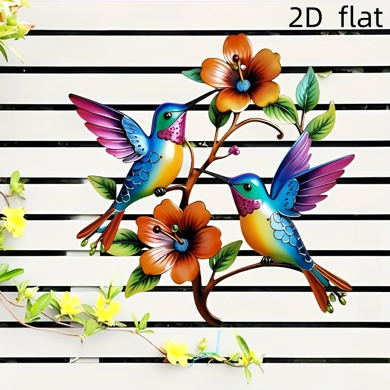 1pc Metal Flower Branch Magpie Wall Art Decoration - Terrace - Garden, Terrace, Living Room And Bedroom Outdoor Fence Decoration