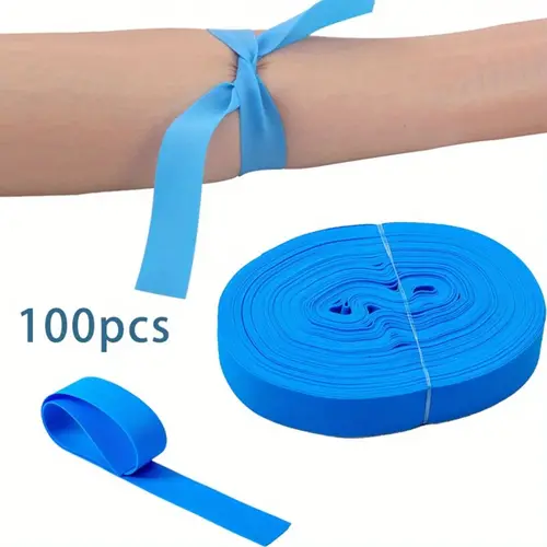Imagen 1 del producto Torniquetes desechables de 100 piezas, equipo hemostático de emergencia, torniquetes de tiras desechables con corte Rre, correas de infusión intravenosas