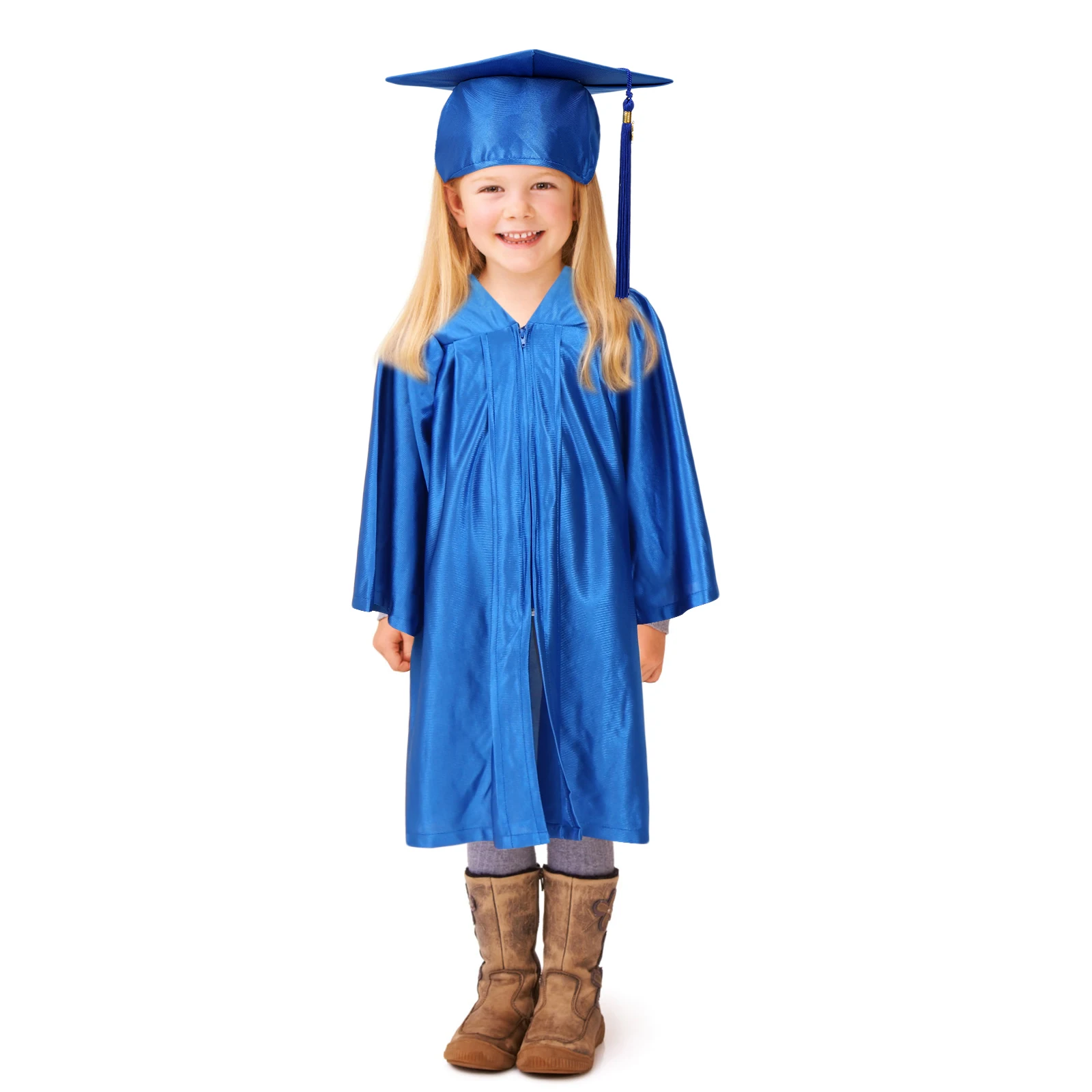 

1 set Doctor's Hat Graduation Gown Kids Kindergarten Dress Blue Color Fashion Academic Design Formal Photoshoot Party