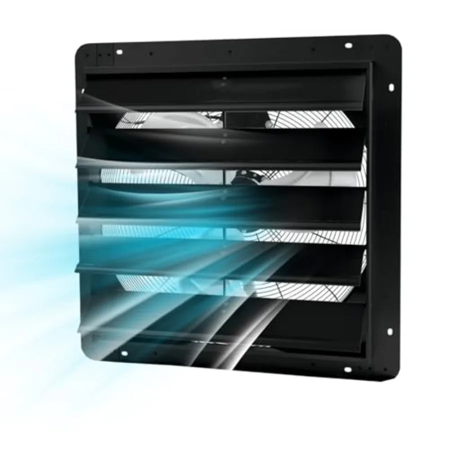 

20 настенных вытяжных вентиляторов с жалюзи, 3500 CFM, высокоскоростной алюминиевый вентилятор с автоматическими жалюзи, низкий уровень шума, для гаража, чердака, подвала