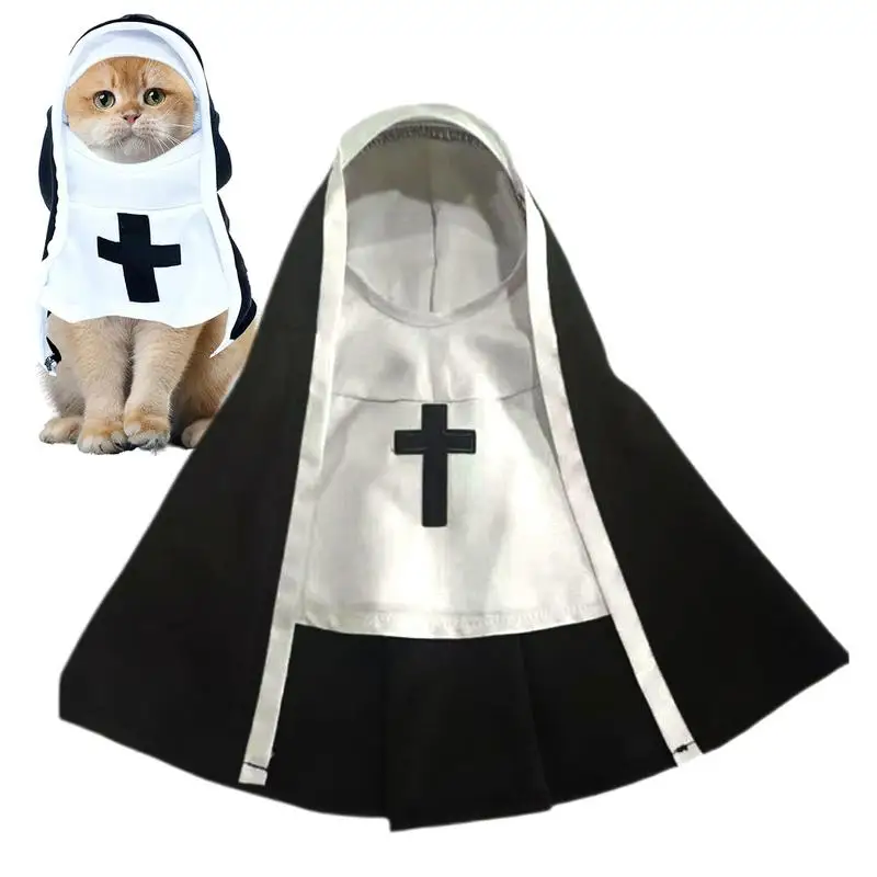 Three-Dimensional Modeling Nun Style Headwear Dress Up Cosplay Pet Costume Set Halloween Dog Transform Clothes