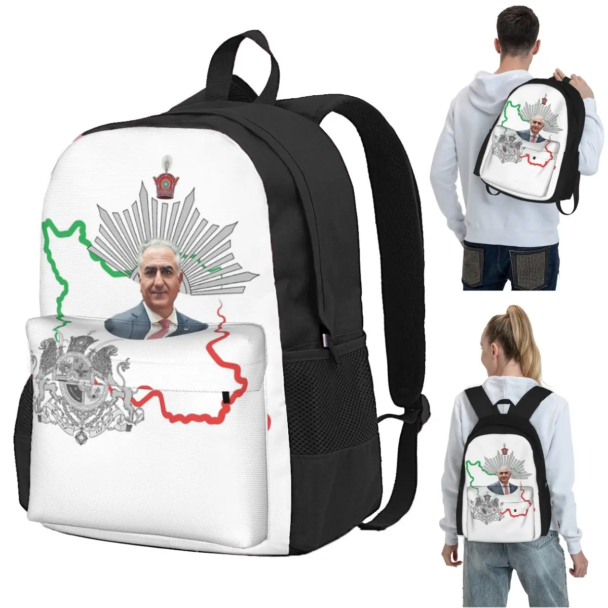 

King Reza Pahlavi Backpack Student BookBag Children School Bag Computer Shoulder Bags for Boys Girls