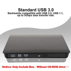 Drive Enclosure 5Gbps 12.7mm USB 3.0 SATA External DVD CD-ROM RW Player Optical Drive Enclosure Case for Laptop Desktop NO Drive