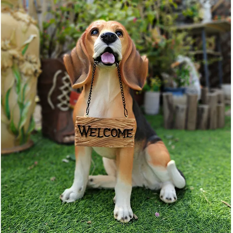 Cute and Realistic Wayfinding Sign for Outdoor Garden, Simulated Dogs, Creative Resin Welcome Card, Home Foyer, Animal Sculpture