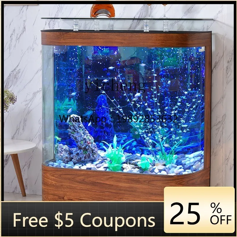 

H3-25 bottom filter glass fish tank double arc big bend living room household floor type ecological water-free aquarium