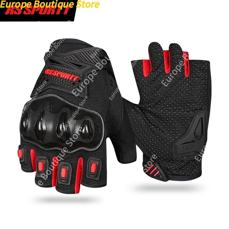Motorbike Bicycle Riding Half Finger Motorcycle Gloves Summer Breathable Shockproof Anti Slip For Men Women Protective view 2